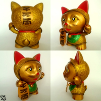 7 inch Trikky Gold Lucky Cat - Thumbnail 1