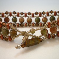 Sparkling Autumn Jasper Hand Woven Bracelet - Thumbnail 2