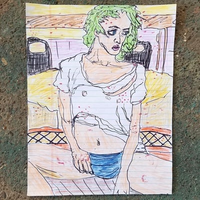 Hannah glasby, with green hair