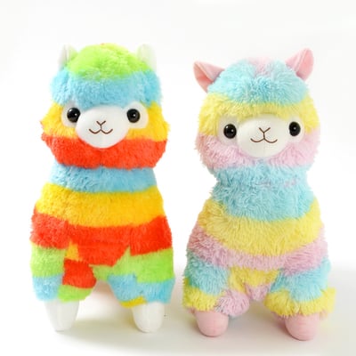 Kawaii Rainbow Striped Alpaca Plush Doll