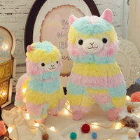 Kawaii Rainbow Striped Alpaca Plush Doll - Thumbnail 4