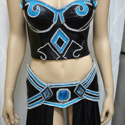 League of legends janna cosplay dance costume rave bra rave wear halloween burlesque show girl