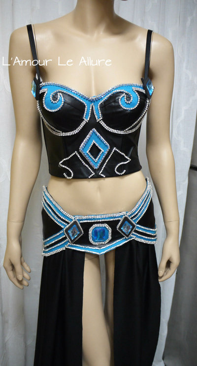 League Of Legends Janna Cosplay Dance Costume Rave Bra Rave Wear Halloween Burlesque Show Girl