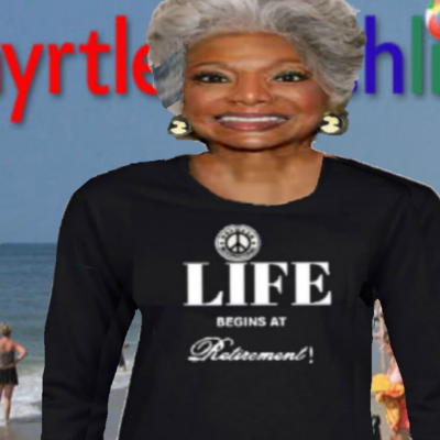 " life begins at retirement " long sleeve tee (black)