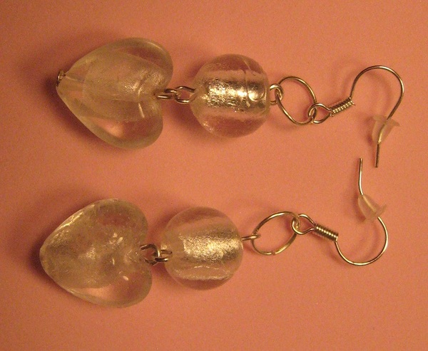 Foiled Glass Heart Earrings