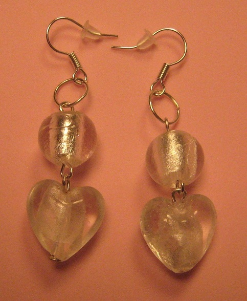 Foiled Glass Heart Earrings