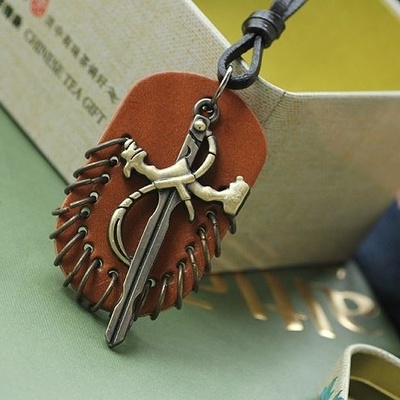 Crucifix cross  leather surfer chain necklace pendants