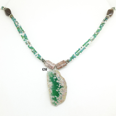 Green natural stone necklaces (4 styles)