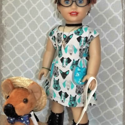 "housewife" doll dress pdf pattern- designed to fit 18" dolls like ag, og, ma, etc.