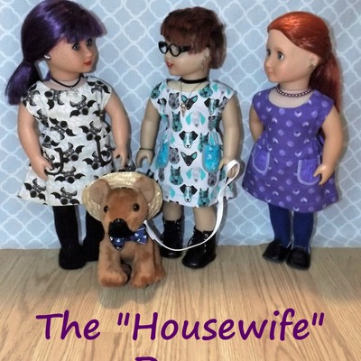 "housewife" doll dress pdf pattern- designed to fit 18" dolls like ag, og, ma, etc.