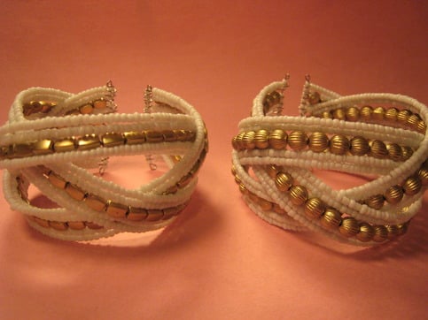White Seed Bead Cuff Bracelets