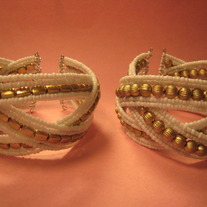 White Seed Bead Cuff Bracelets