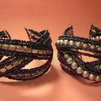 Gun Metal Seed Bead Cuff Bracelets
