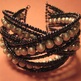 Gun Metal Seed Bead Cuff Bracelets - Thumbnail 3