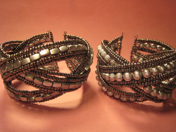 Silver Seed Bead Cuff Bracelets