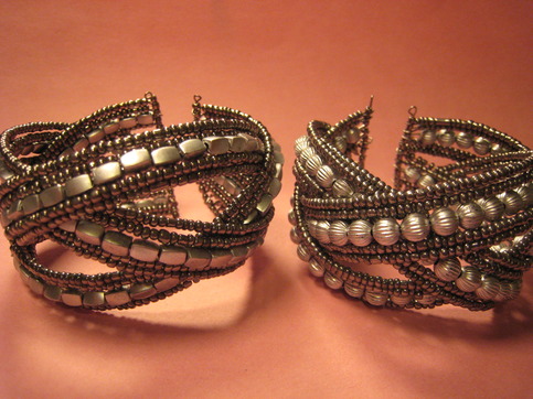 Silver Seed Bead Cuff Bracelets