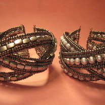 Silver Seed Bead Cuff Bracelets