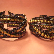 AB Brown Seed Bead Cuff Bracelets