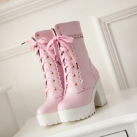 Sweet lolita cosplay lace high-heeled boots - Thumbnail 1