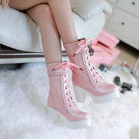 Sweet lolita cosplay lace high-heeled boots - Thumbnail 2