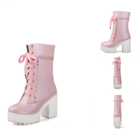 Sweet lolita cosplay lace high-heeled boots - Thumbnail 4