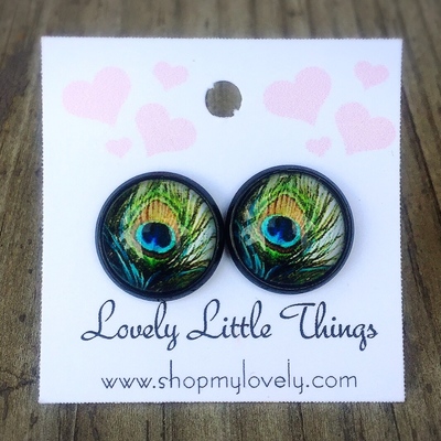 12mm peacock studs with black setting