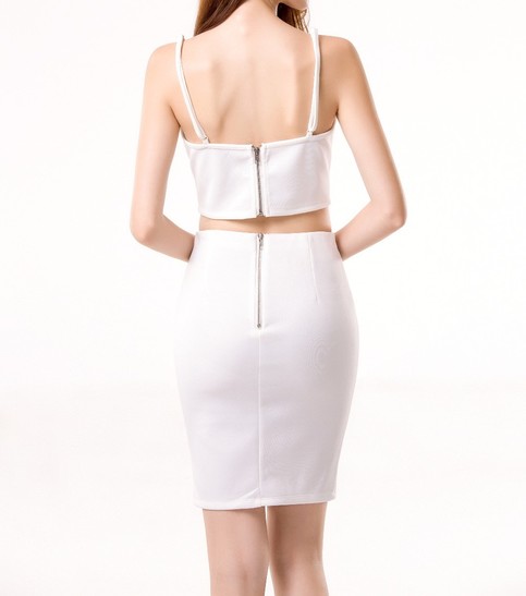 White Embroidered Two Piece Rose Set