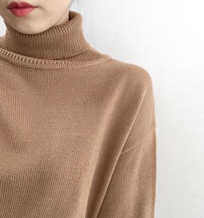 Vintage Solid Turtleneck Sweater