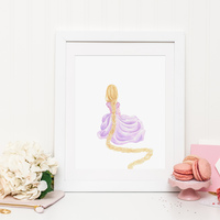 Rapunzel 1 Watercolor Print - Thumbnail 2