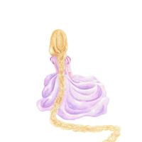 Rapunzel 1 Watercolor Print - Thumbnail 1