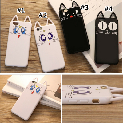 White/black kawaii cat printing phone case sp168218