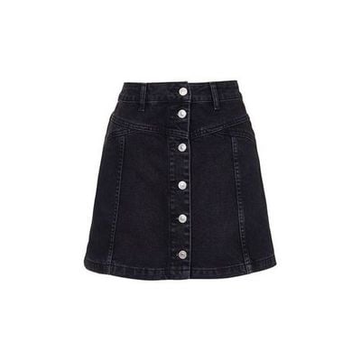 E-girl black button denim skirt