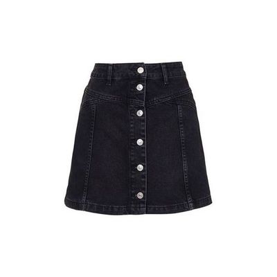 E-girl Black Button Denim Skirt