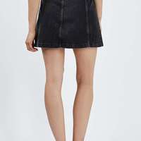 E-girl Black Button Denim Skirt - Thumbnail 3