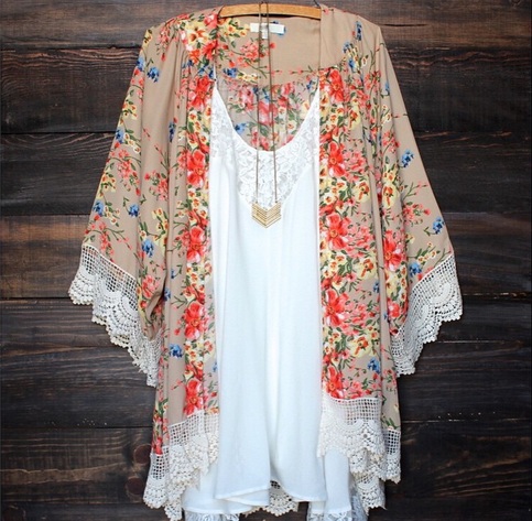 Floral Lace Kimono Cardigan
