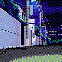 UNISEX JAPANESE 8 BIT NIGHT STREET T SHIRT IN BLACK - Thumbnail 1