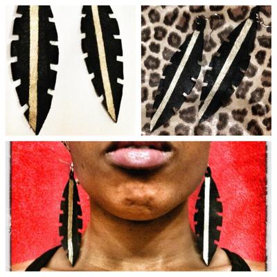 Leather feather earrings