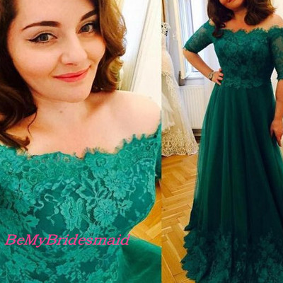 Custom made dark green tulle lace applique prom gowns, prom dresses, party gowns 2017