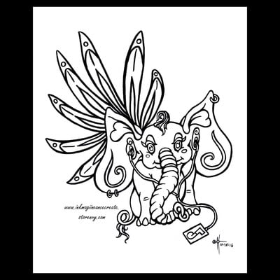 Coloring Poster: Kawaii Elephant