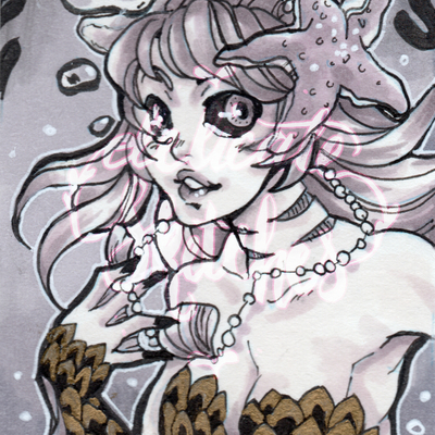 Original atc: mermaid portrait