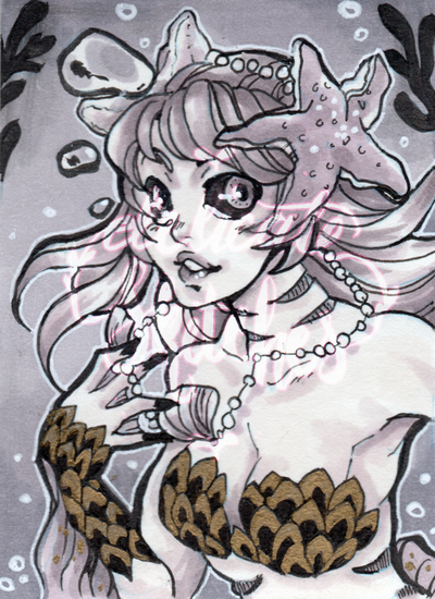Original ATC: Mermaid Portrait