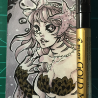 Original ATC: Mermaid Portrait - Thumbnail 1