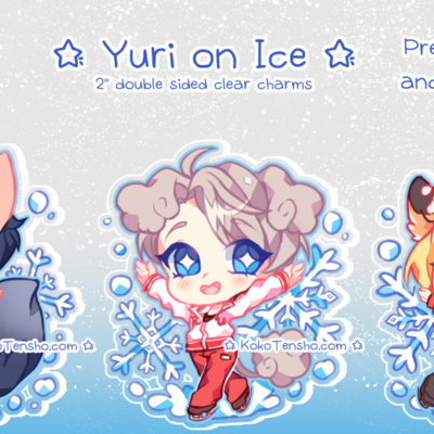 【yuri on ice】 2" clear double sided charms