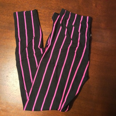 Pink striped leggings