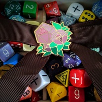 Pretty Poly- Rose d20 Enamel Pin 