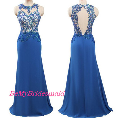 Pretty blue spandex mermaid long prom dress, blue evening dress, blue party dress