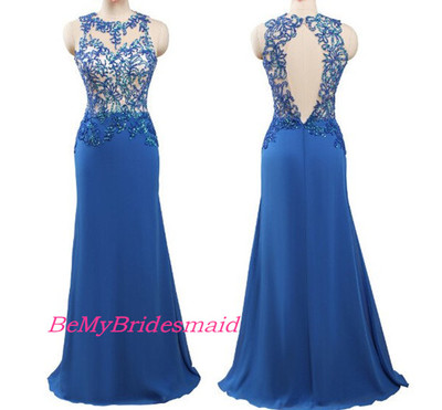 Pretty Blue Spandex Mermaid Long Prom Dress, Blue Evening Dress, Blue Party Dress