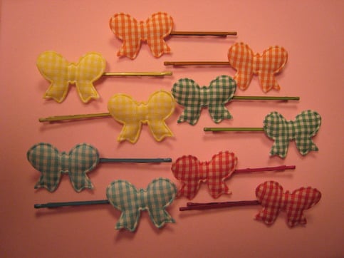 Tiny Gingham Bow Hair Clips