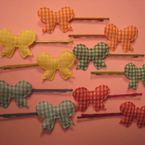 Tiny Gingham Bow Hair Clips