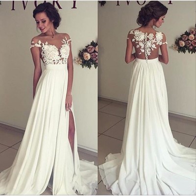 Sexy see through prom dress,lace wedding dress, beach wedding gown, prom dresses 2017 - Thumbnail 5